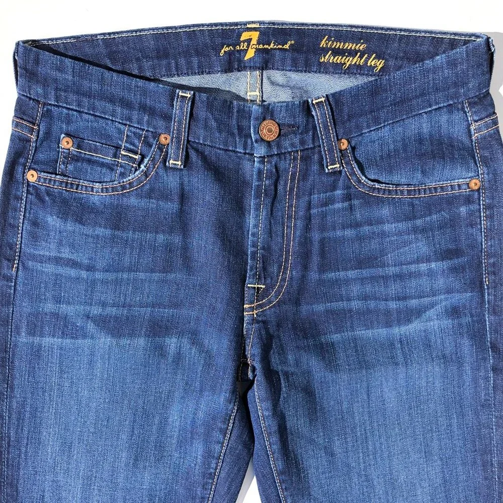 7 for All Mankind Jeans Women's Size 27 34 Blue Kimmie Straight Leg Dark Wash